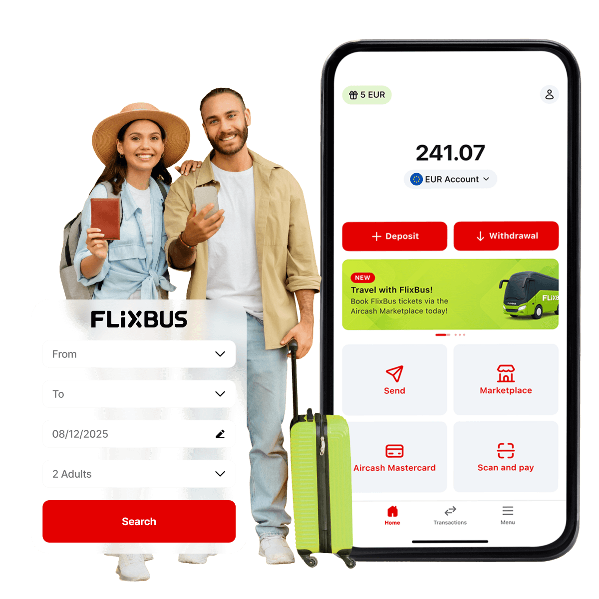 Kupi kartu za FlixBus kroz Aircash aplikaciju.