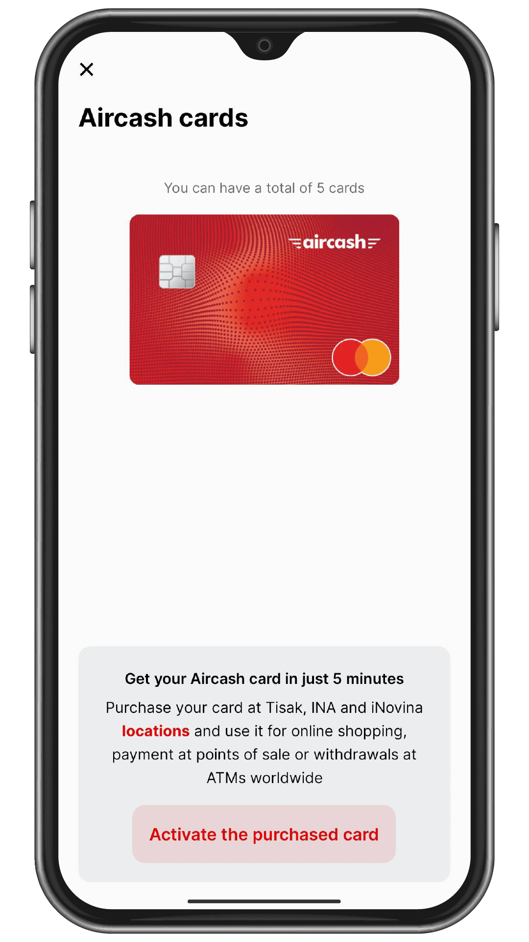 Tarjeta prepago Aircash Mastercard